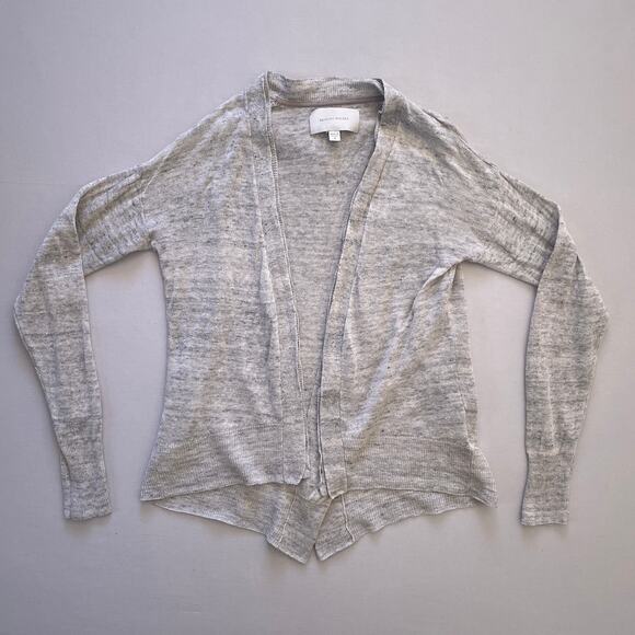 Brochu Walker Sweater Womens Small Grey Linen Open Front Split Back Cardigan - Picture 1 of 5